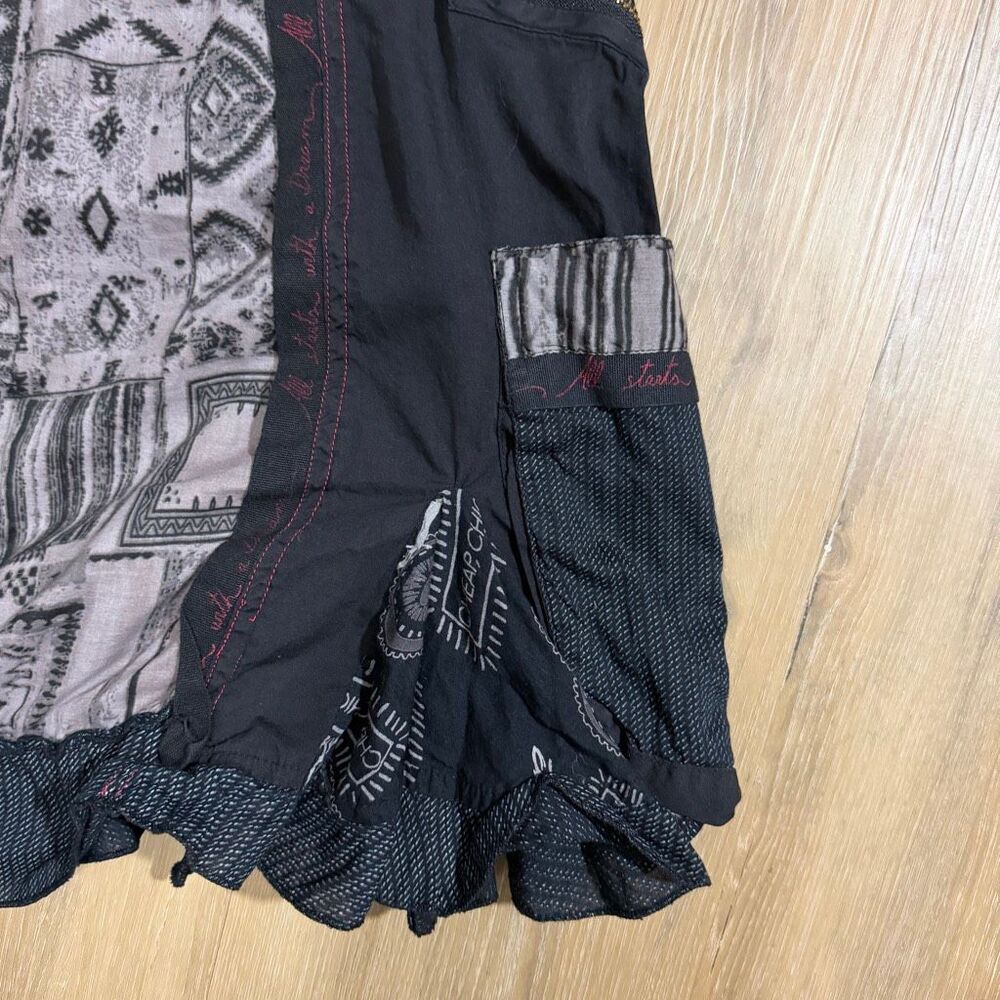Desigual Embellished Black Sheath Dress 3/4 Sleeve Black Sz 38 Fairy Grunge Alt - Picture 2 of 9